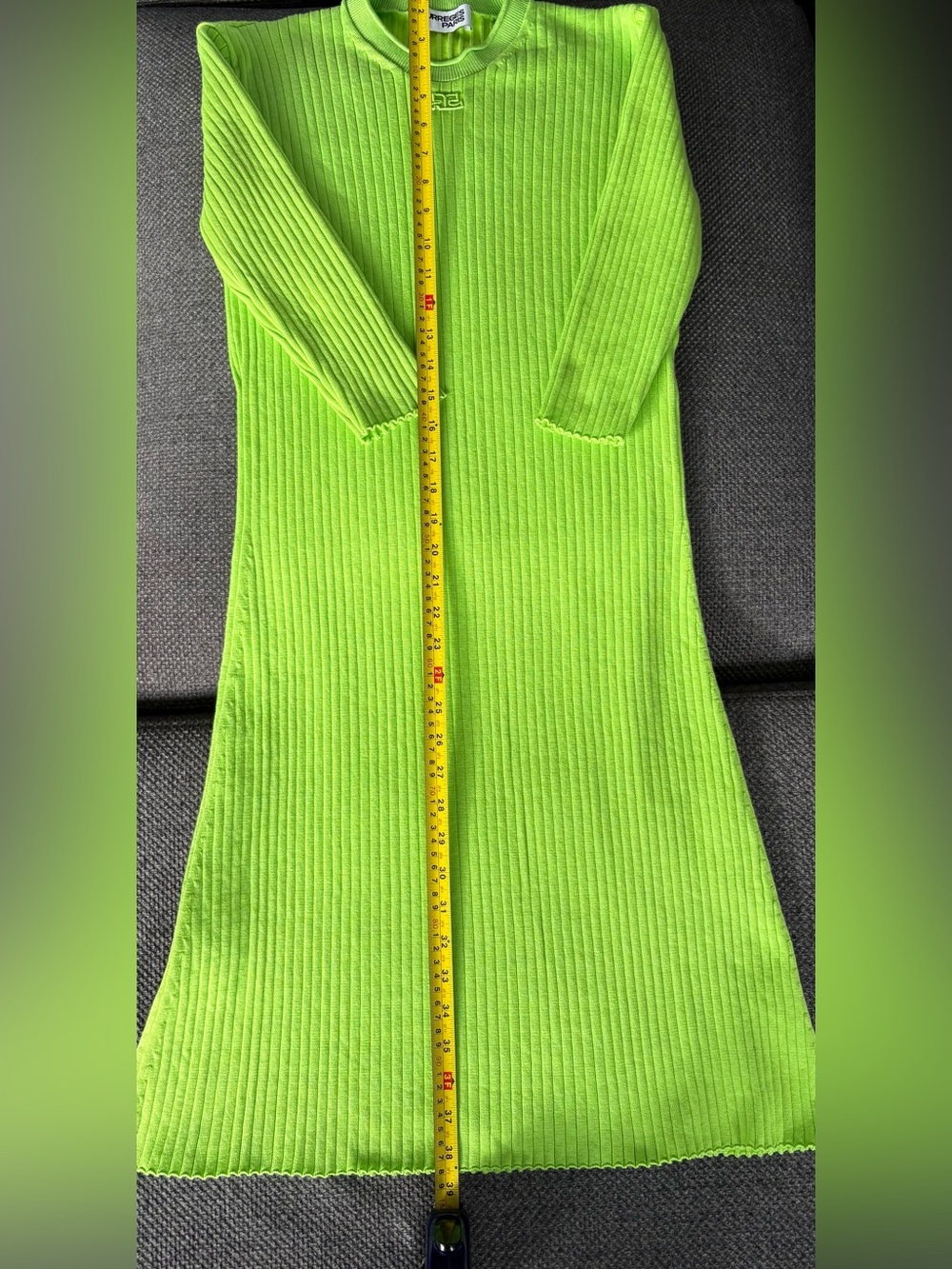 Courrèges Paris Embroidered Logo
Ribbed Dress In Neon Green, size M - Picture 11 of 12
